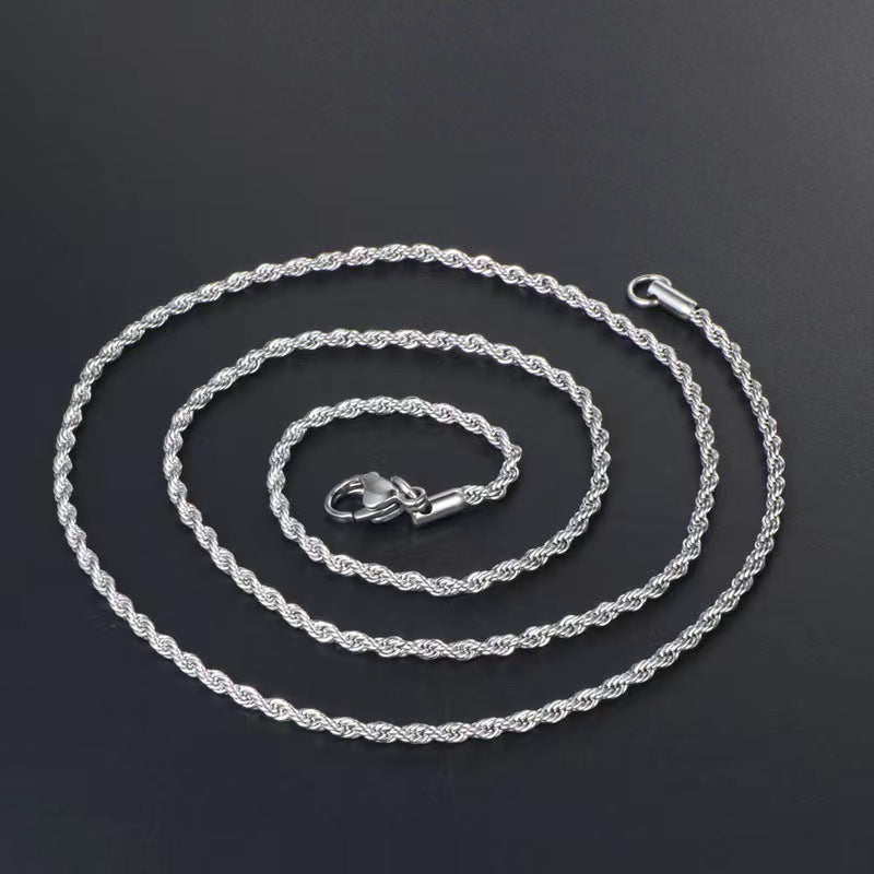 Collar de cadena torcida de acero y titanio simple para hombre