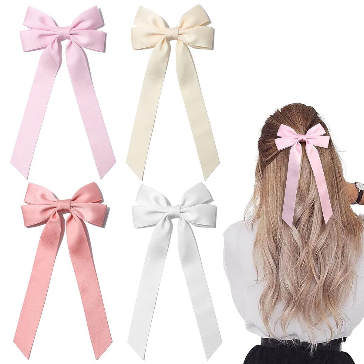 Tocado elegante con lazo de color liso para mujer - Poliéster y algodón
