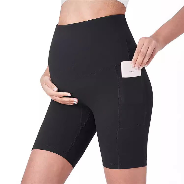 Short de yoga décontracté de couleur unie pour femmes enceintes