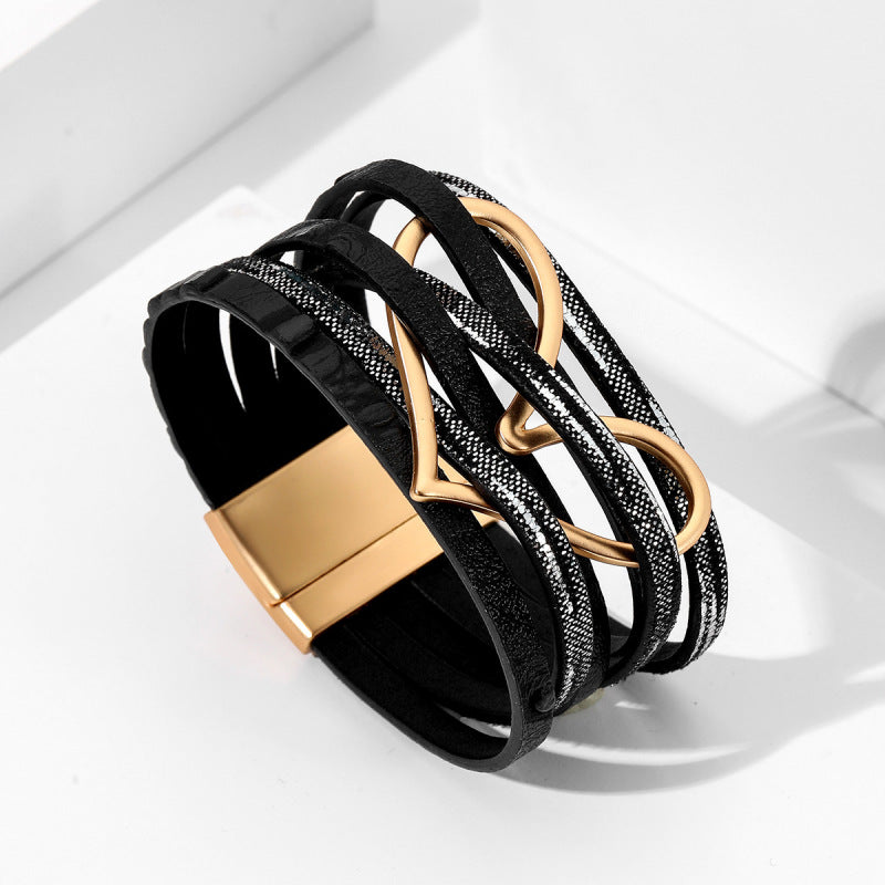 Bohemian Multi-Layer Leather Heart Bracelet