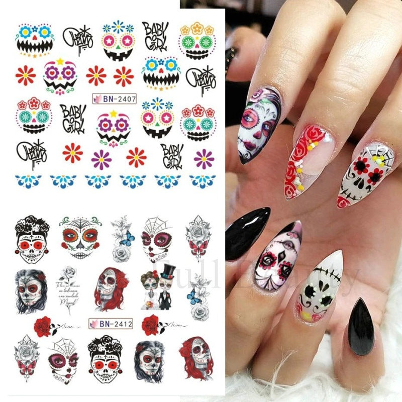 Halloween Skull Nail Stickers Funny Skull Design