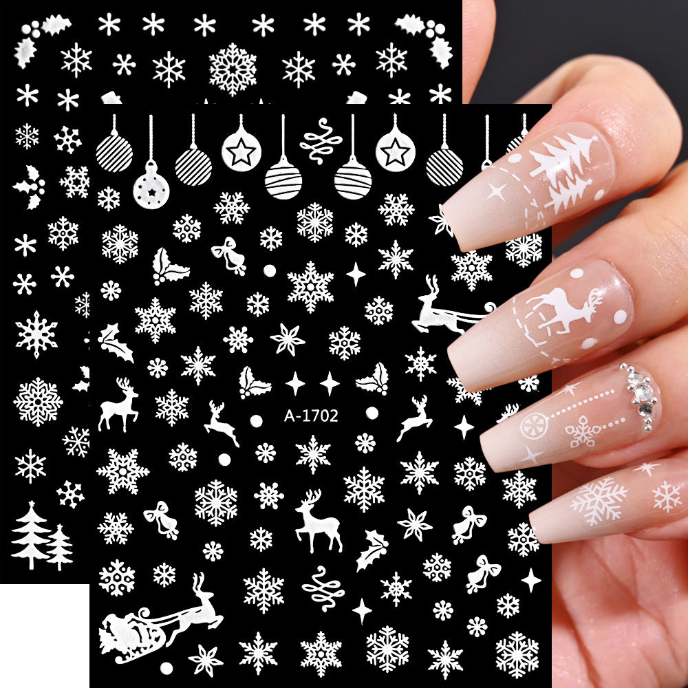 Pegatinas navideñas de copos de nieve para uñas