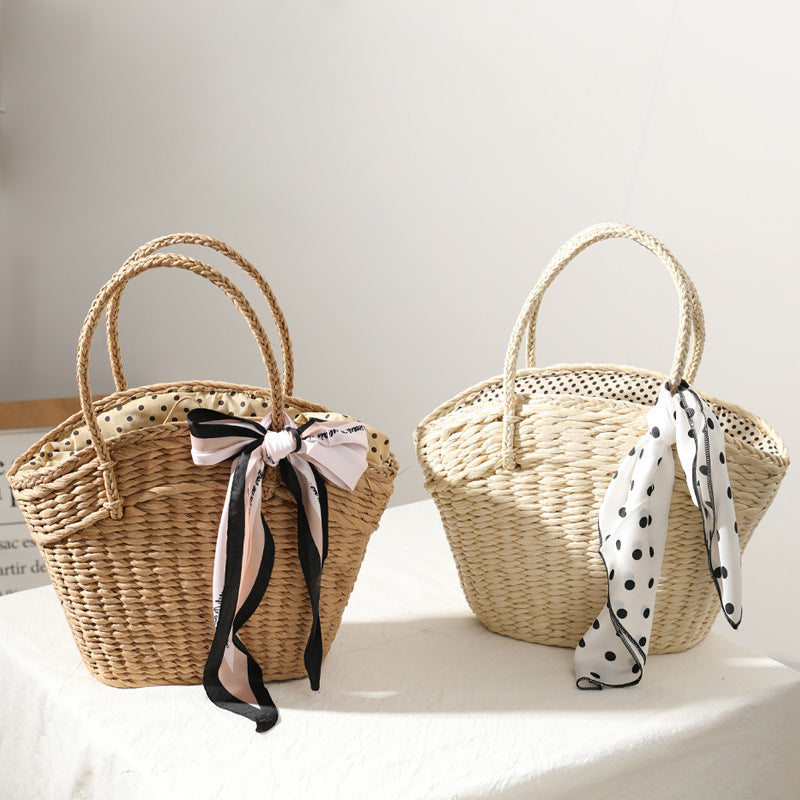 Bolso tote bohemio de paja tejida