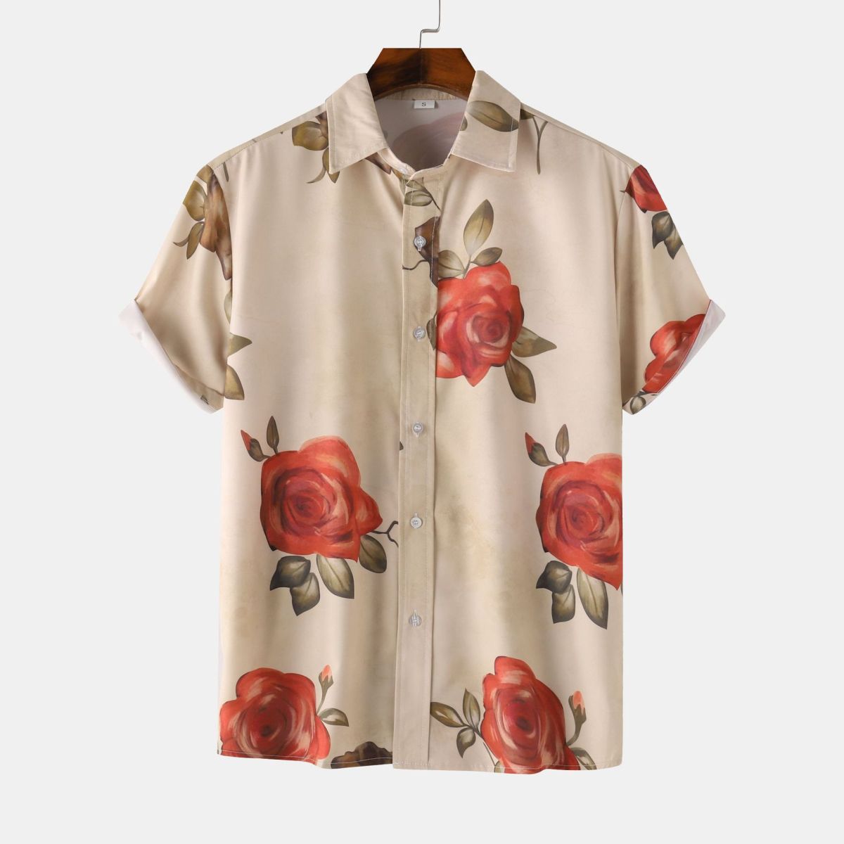 Men Summer Leisure Vacation 3D Flower Print Shirt