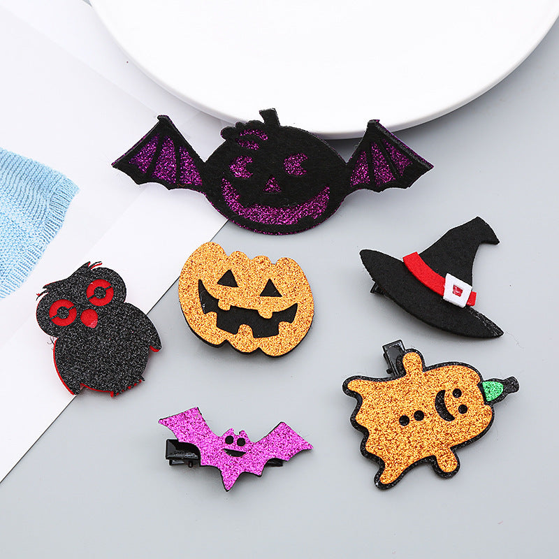 Pinces à cheveux pour femmes, mignonnes, chauve-souris, citrouille, chapeau, interrupteur, Halloween