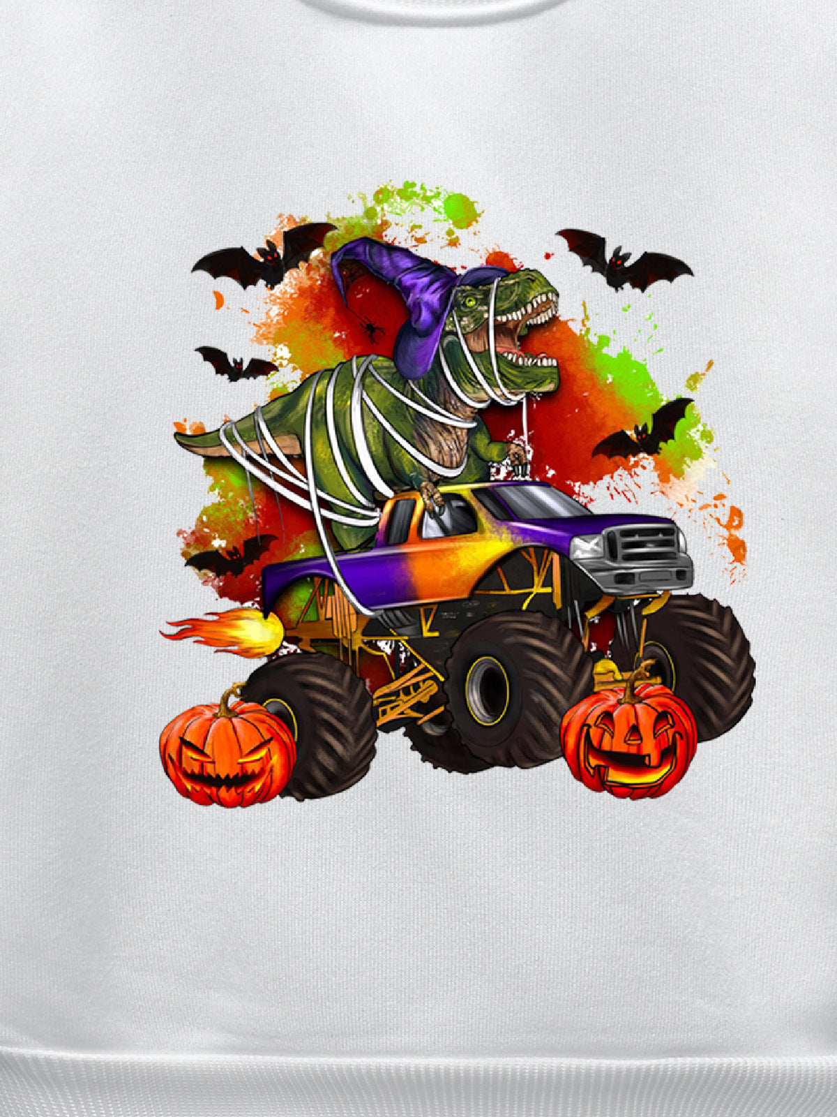 Kids Toddler Boys Girls Casual Halloween Print Fleece Sweatshirt
