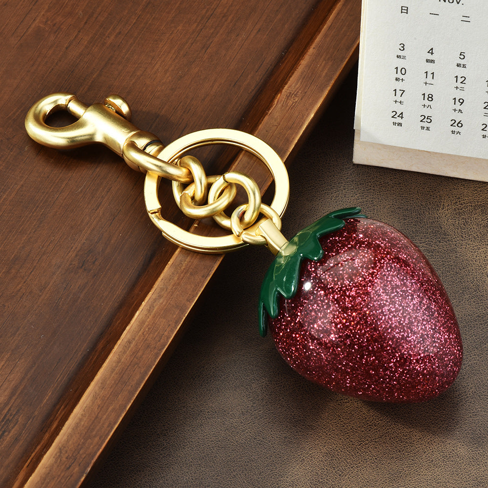 Women Fashion Strawberry Bag Pendant Keychain