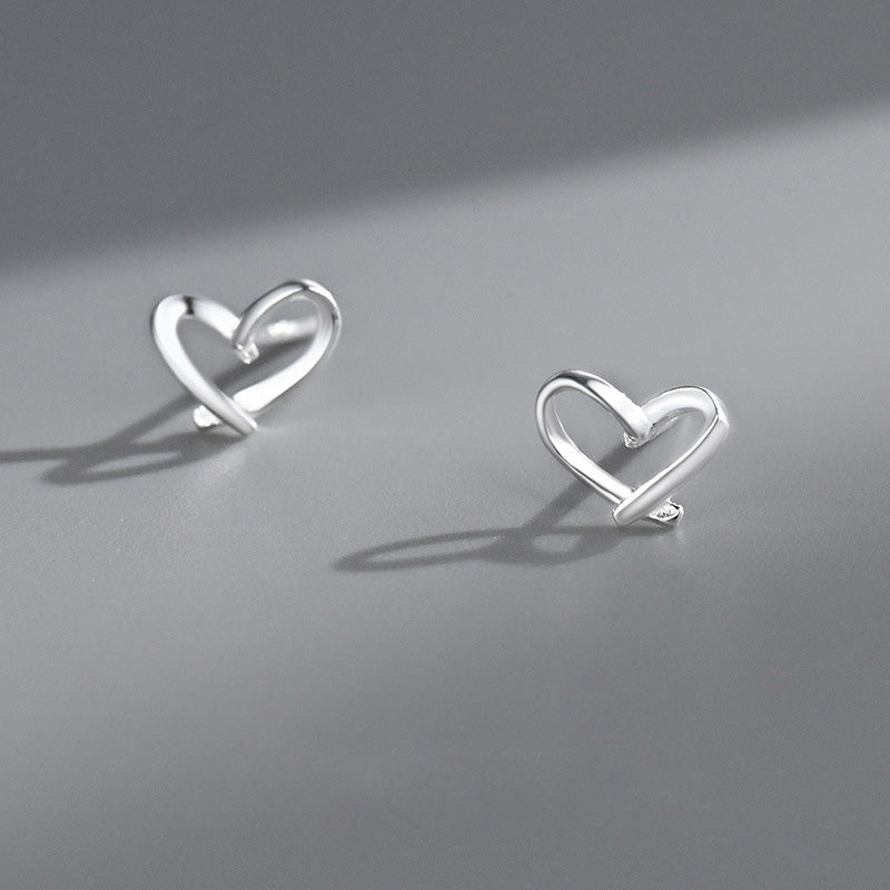 Pendientes de plata con forma de corazón calado para mujer, joyería elegante de plata