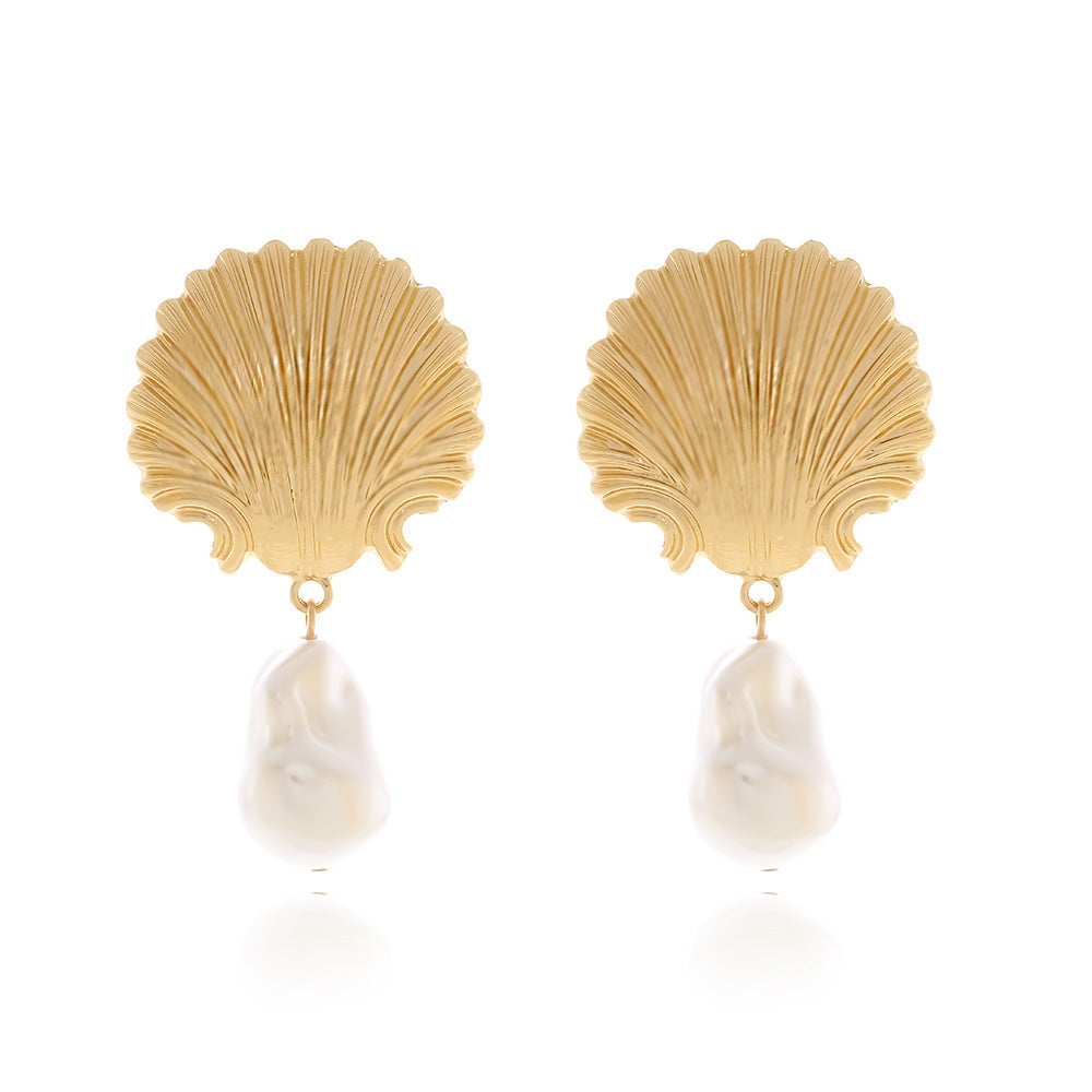 Bohemian Exaggerated Holiday Style Alloy Shell Earrings