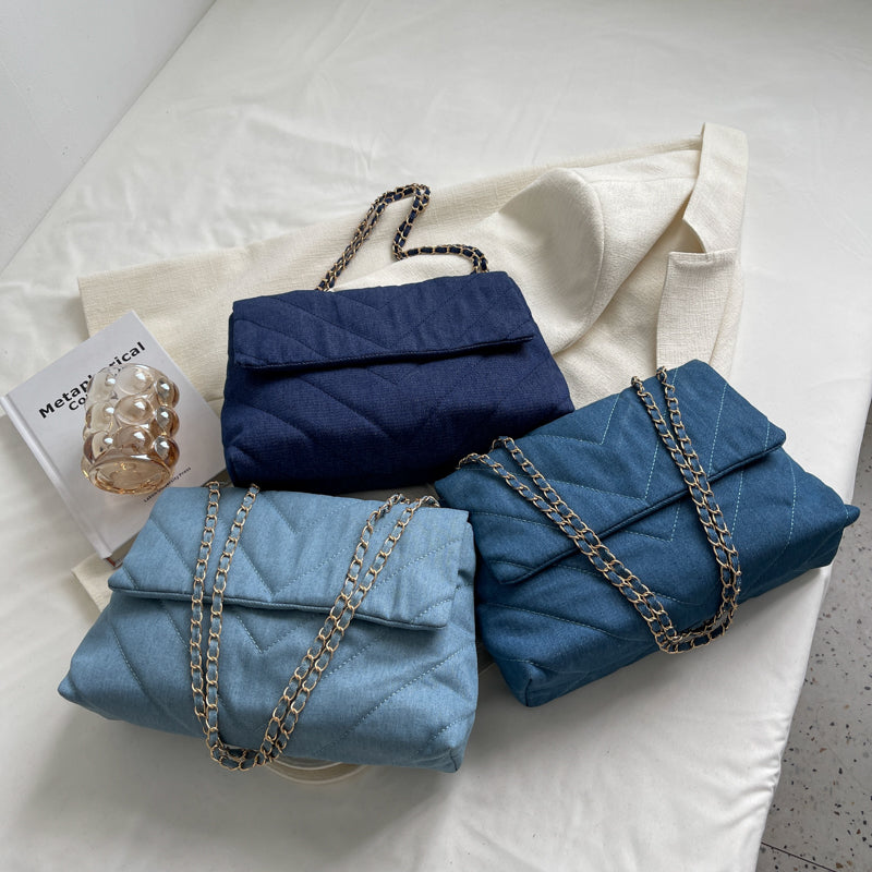Bolso de hombro vaquero de gran capacidad, sencillo y elegante