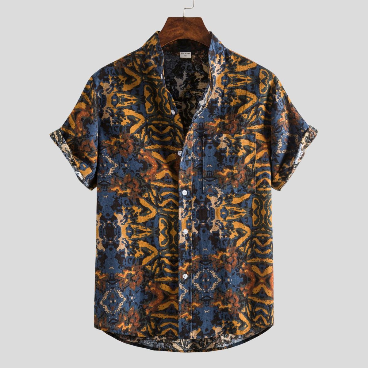 Camisa de verano para hombre con estampado de rayas y flores diminutas en 3D