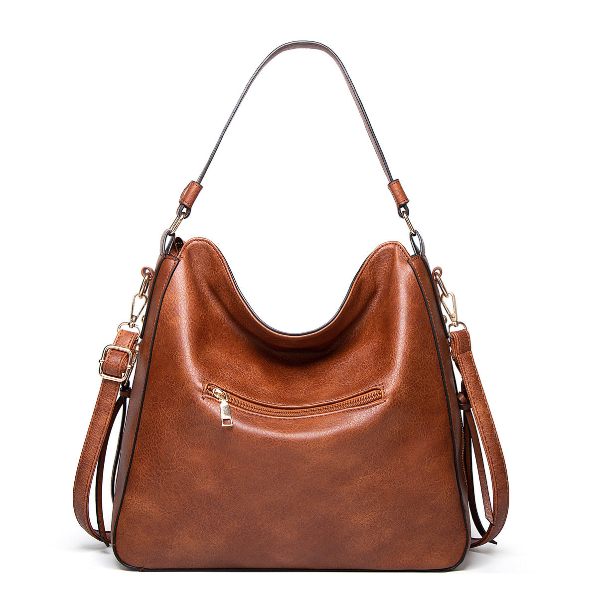 Women Solid Color Portable Large Capacity PU Handbag