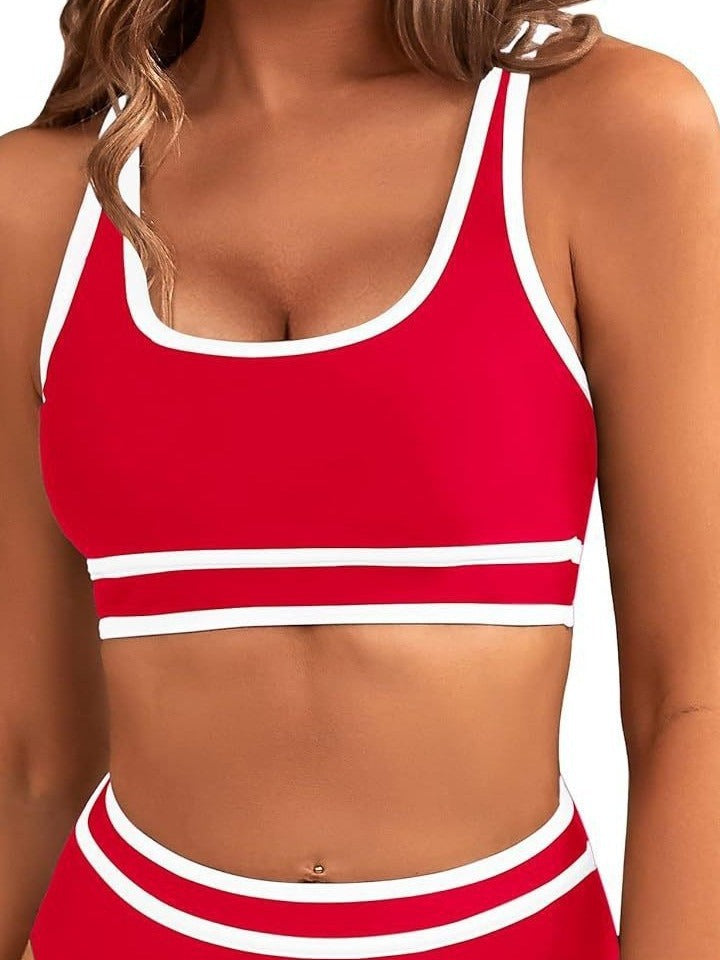 Traje de baño bikini sexy de color sólido a la moda para mujer