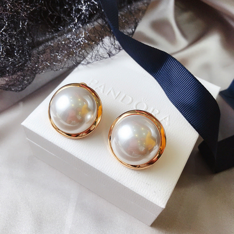 Boucles d'oreilles rondes élégantes et simples pour femmes, style OL