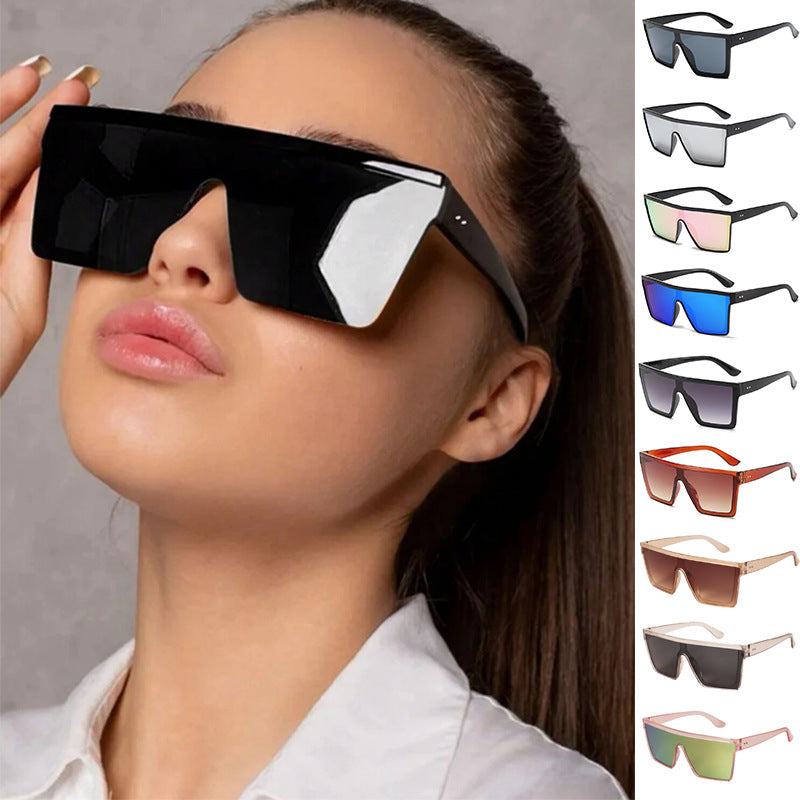 Gafas de sol de moda de una pieza con montura grande