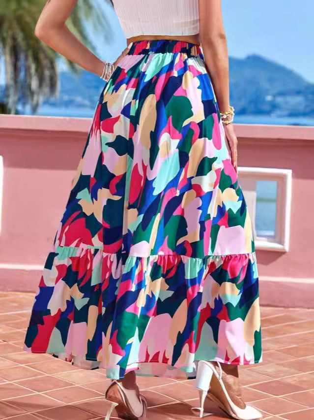 Women Fashion Casual Printed Skirt with Abstract Pattern