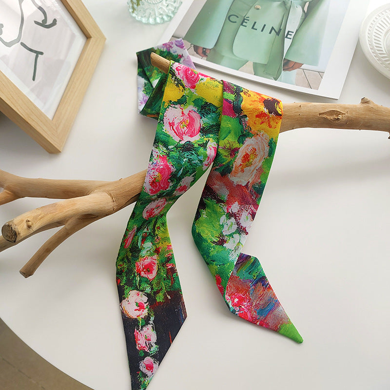 Bufanda con asa para bolso con lazo y estampado floral de moda