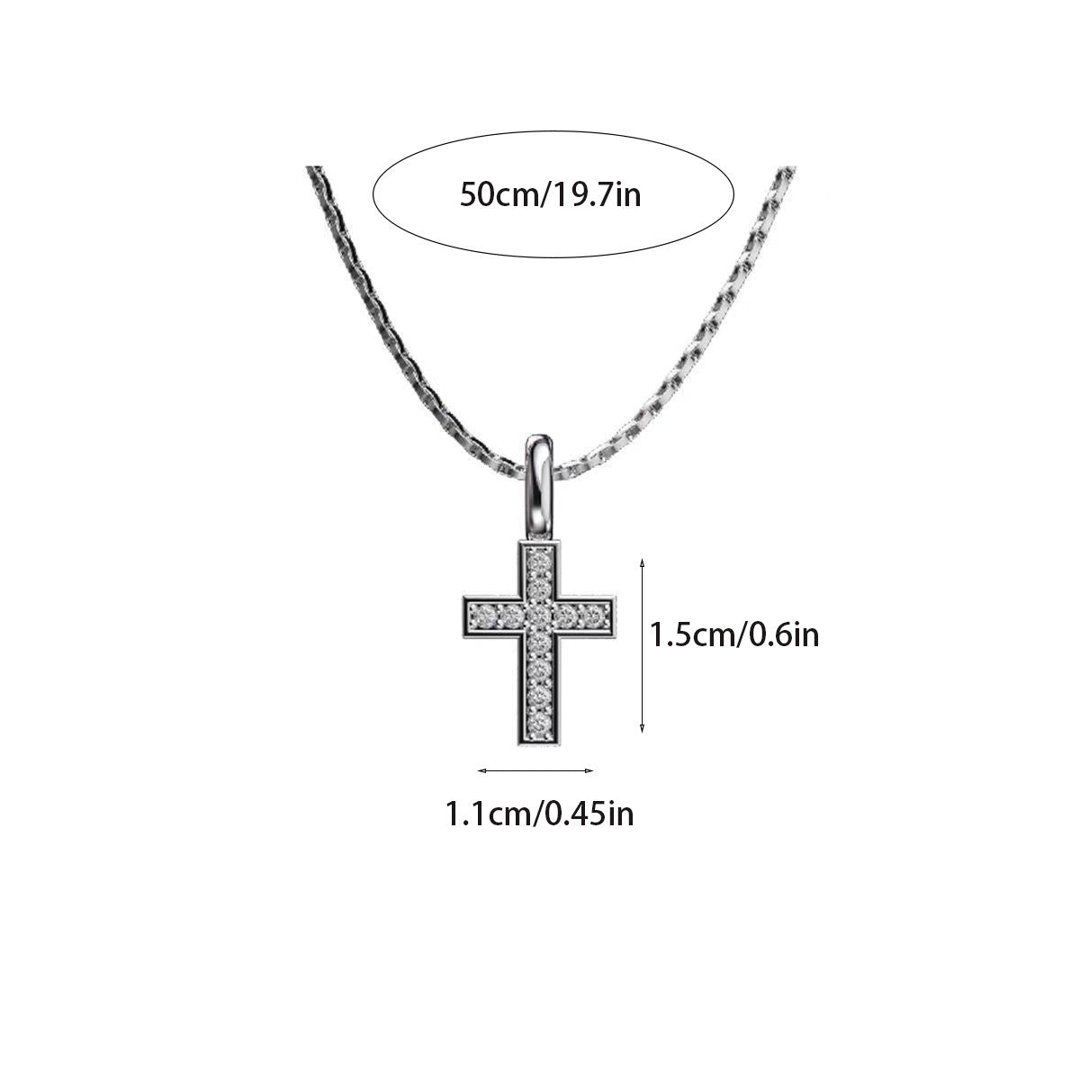 Men Fashion Simple Zircon Cross Pendant Necklace