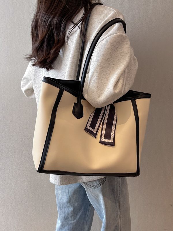 Bolso de mano informal sencillo con contraste de color para mujer
