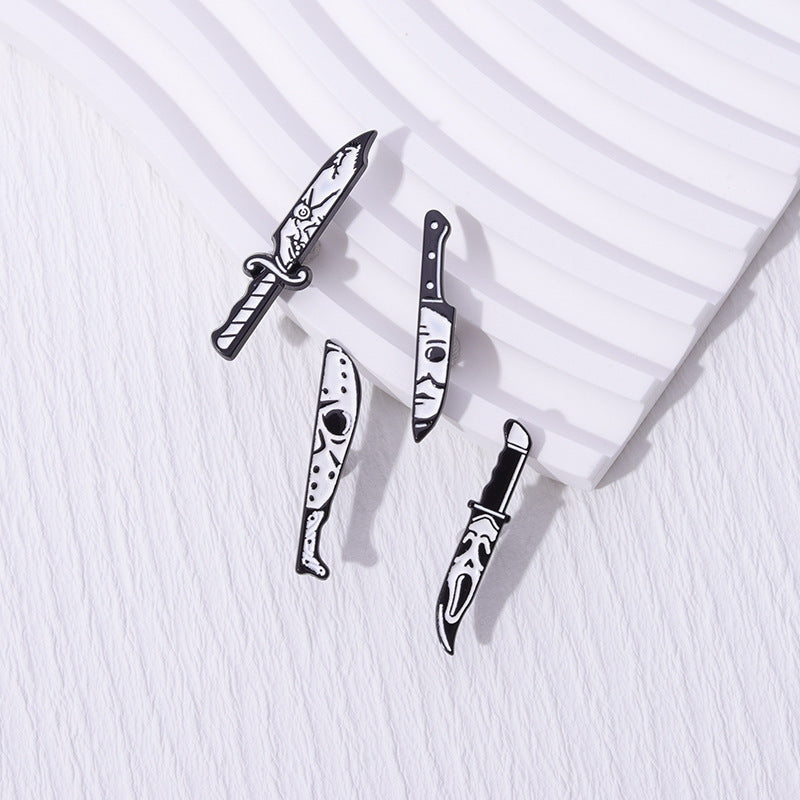 Halloween Women Punk Gothic Skull Dagger Brooch