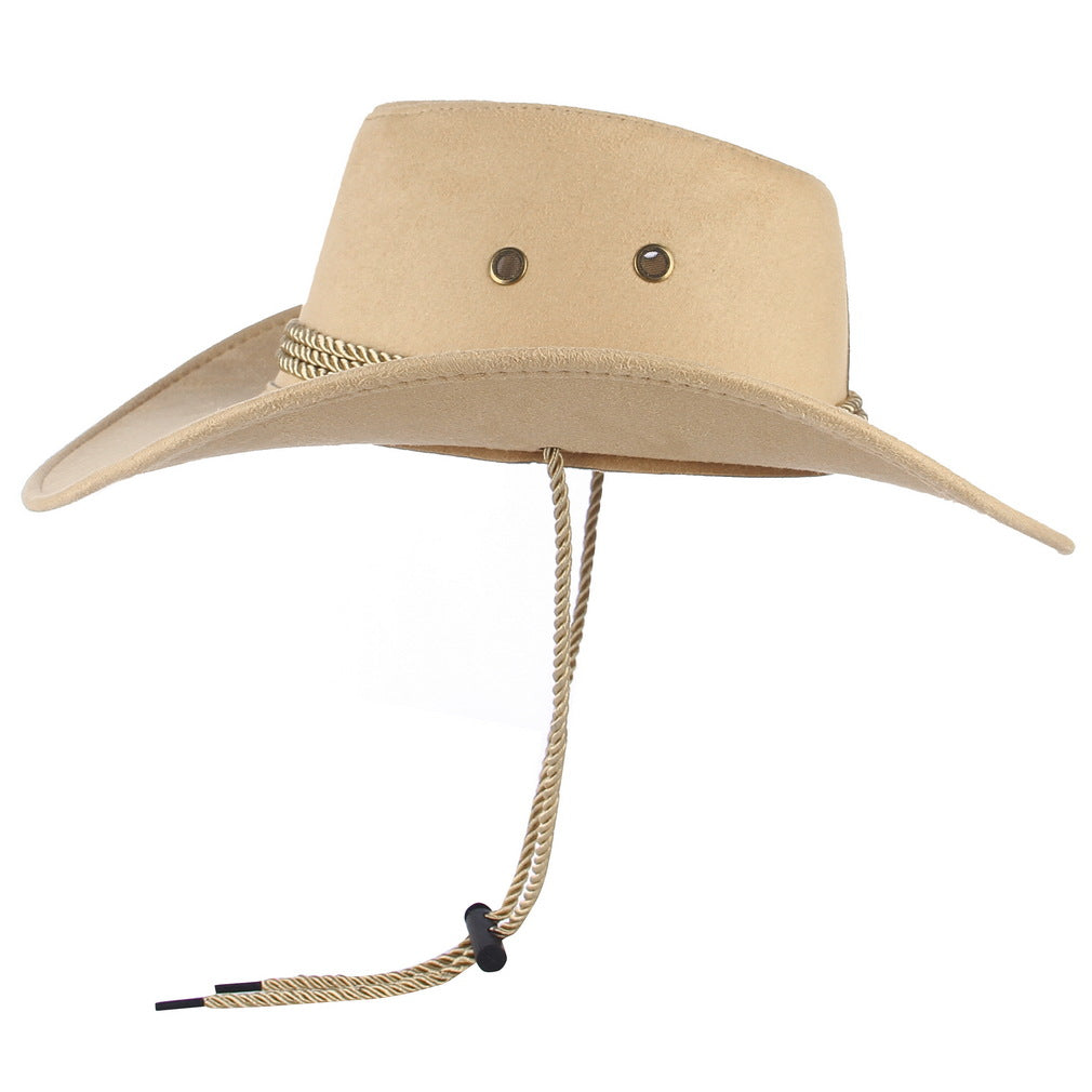 Sombrero parasol retro de gamuza estilo western para hombre y mujer
