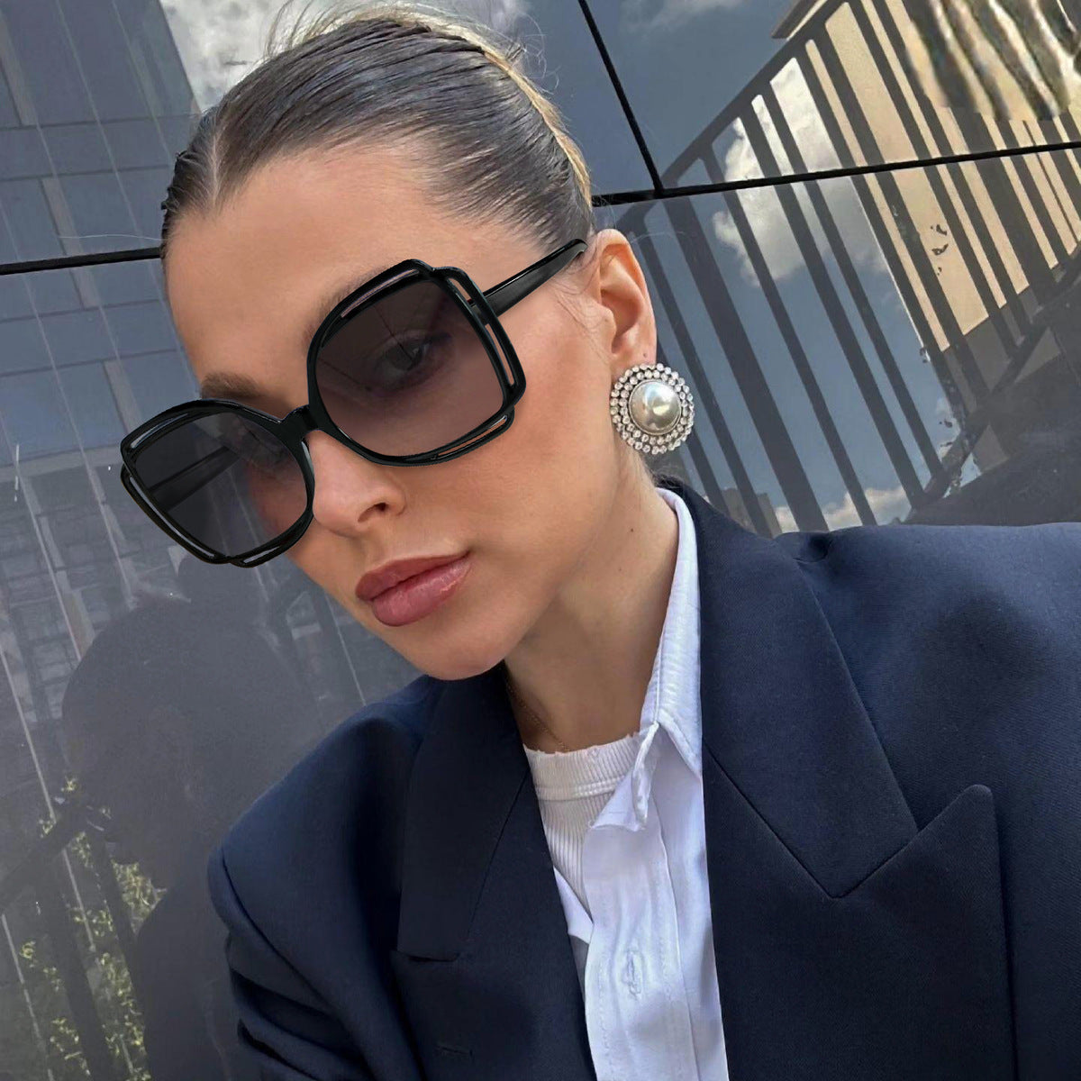 Fashion Personalized Hollow Square Sunglasses