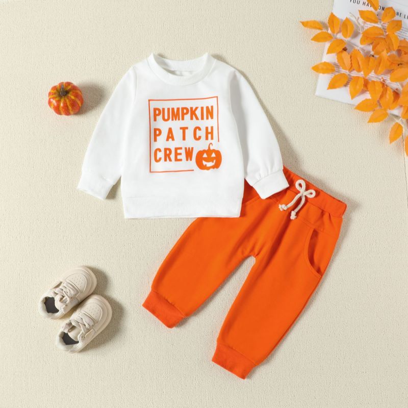 Conjunto de sudadera de manga larga con estampado de letras de algodón para niños pequeños