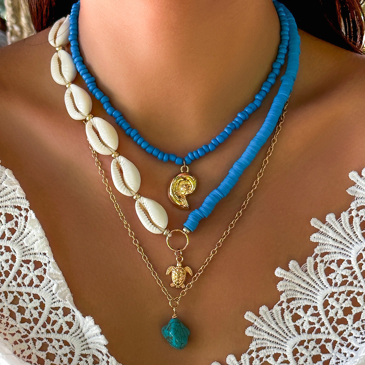 Collar multicapa sencillo con girasoles bohemios para mujer