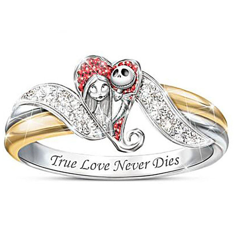 Anillo unisex de calavera de Halloween con diamantes de imitación para niña