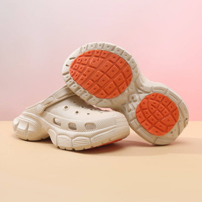 Zapatillas informales de suela gruesa con agujeros y suela gruesa para mujer