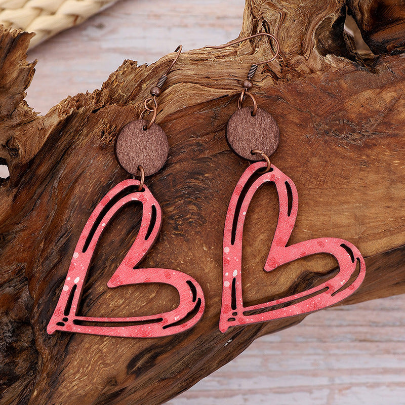 Pendientes bohemios de corazón hueco