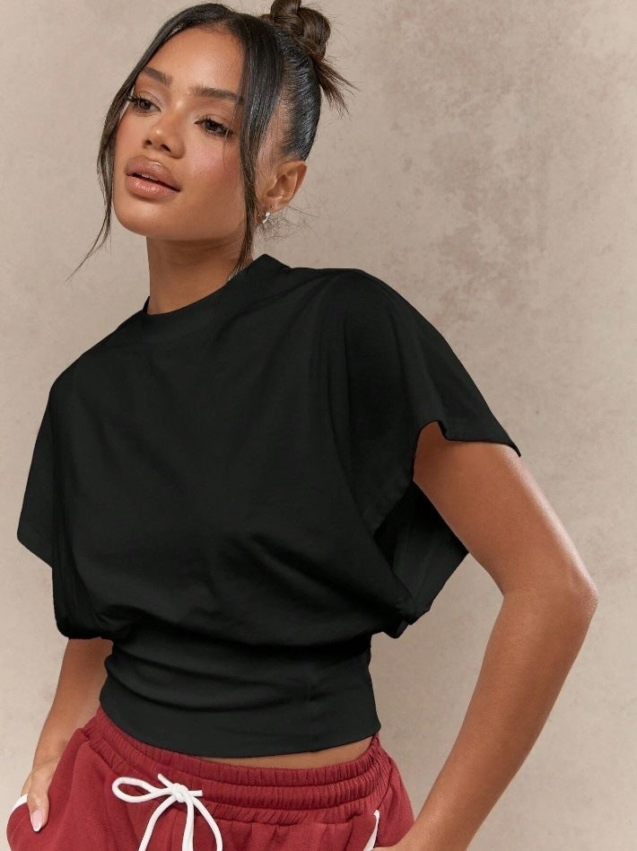 Women Fashion Casual Solid Color Short-Sleeve T-Shirt