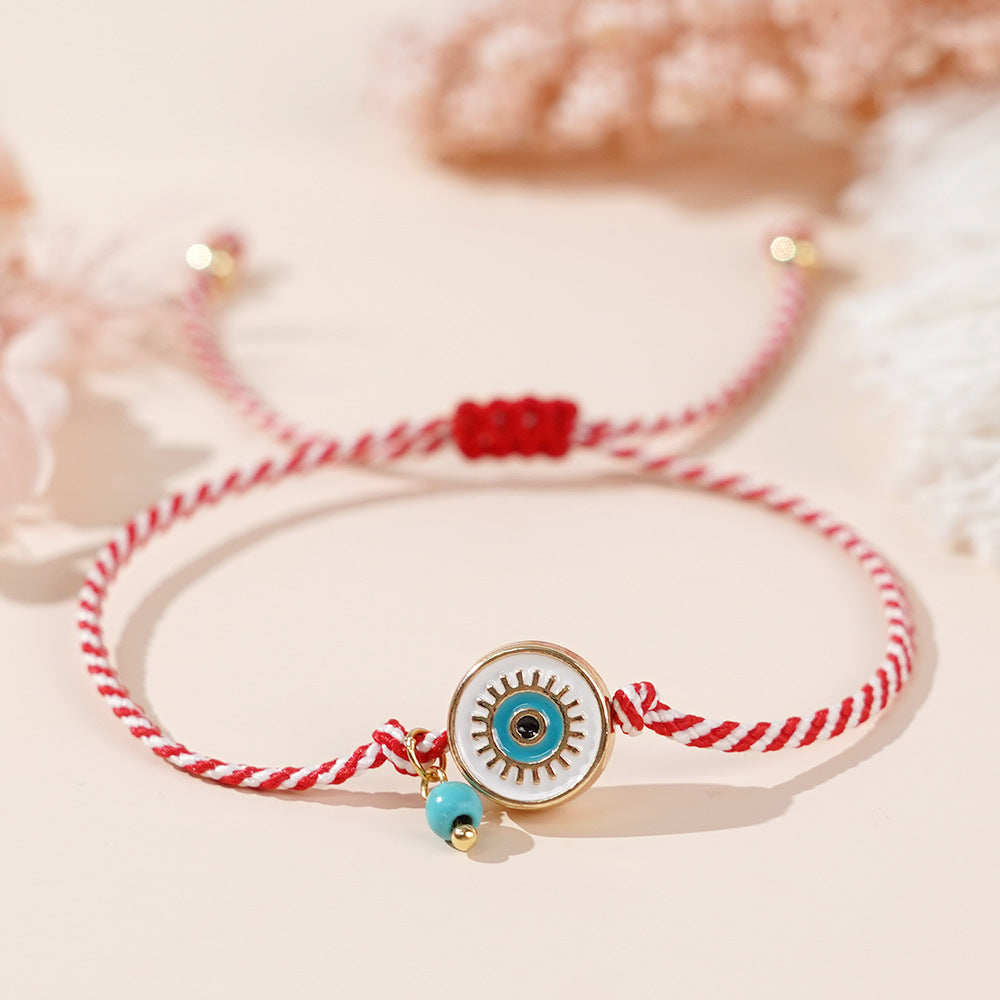 Women Fashion White Eyes Turquoise Rope Bracelet Stylish Jewelry