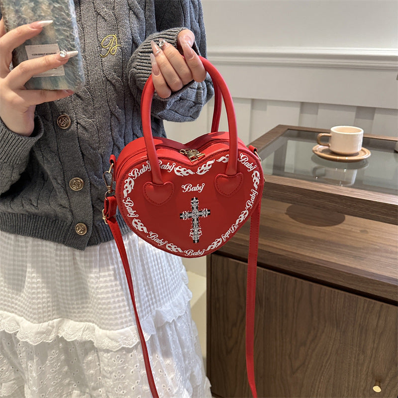Studded Gothic Punk Heart Shoulder Bag