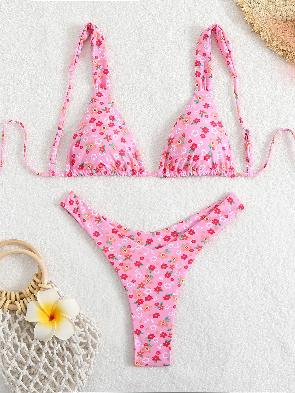 Maillot de bain bikini sexy à lacets et imprimé floral pour femme