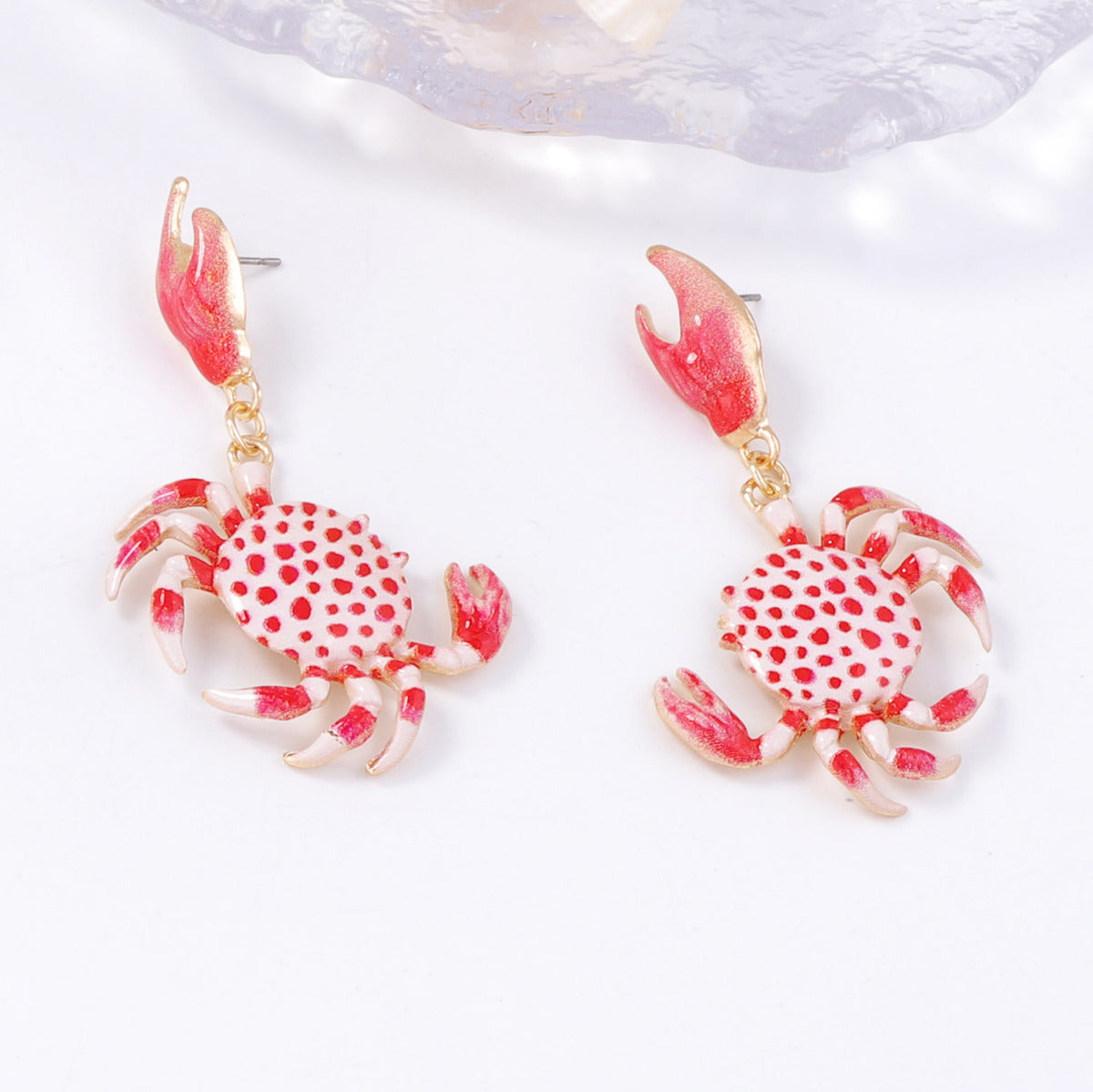 Boucles d'oreilles crabe en alliage, motif plage d'été et mer - Bijoux animaux multicolores