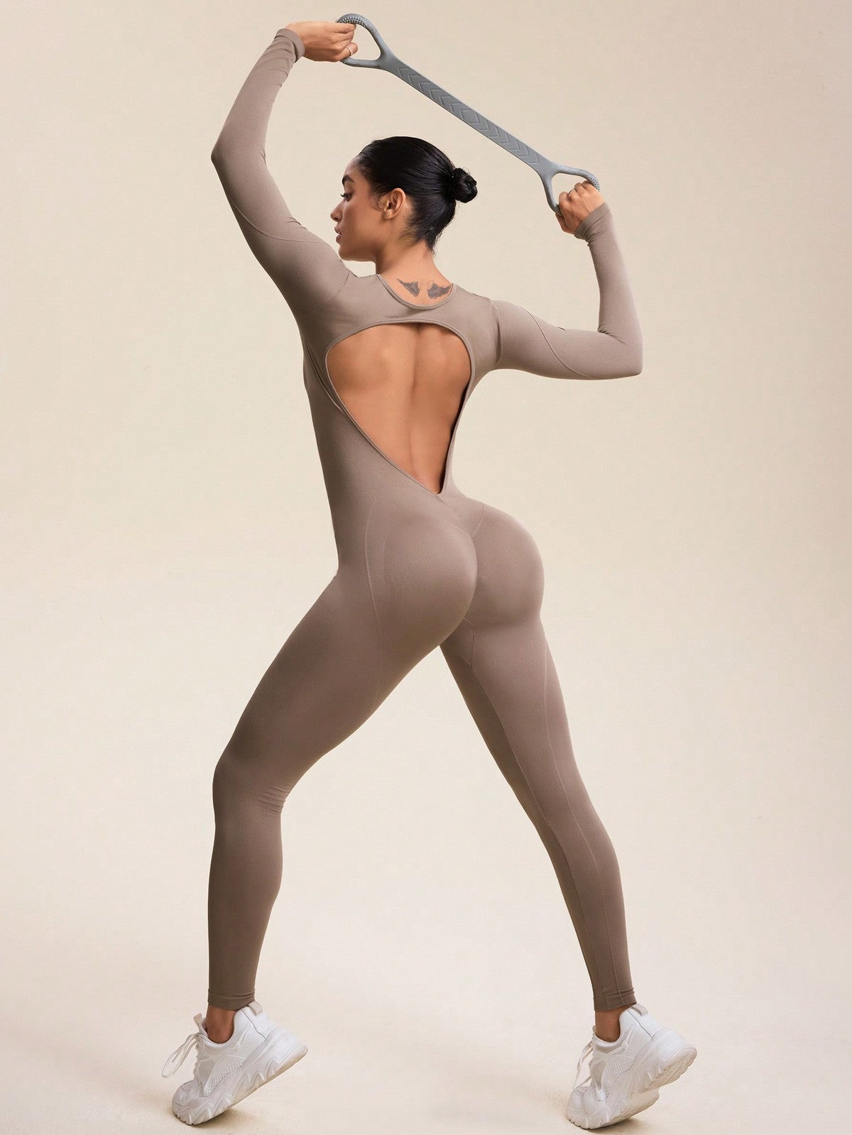 Women Fashion Solid Color Seamless Yoga Jumpsuit