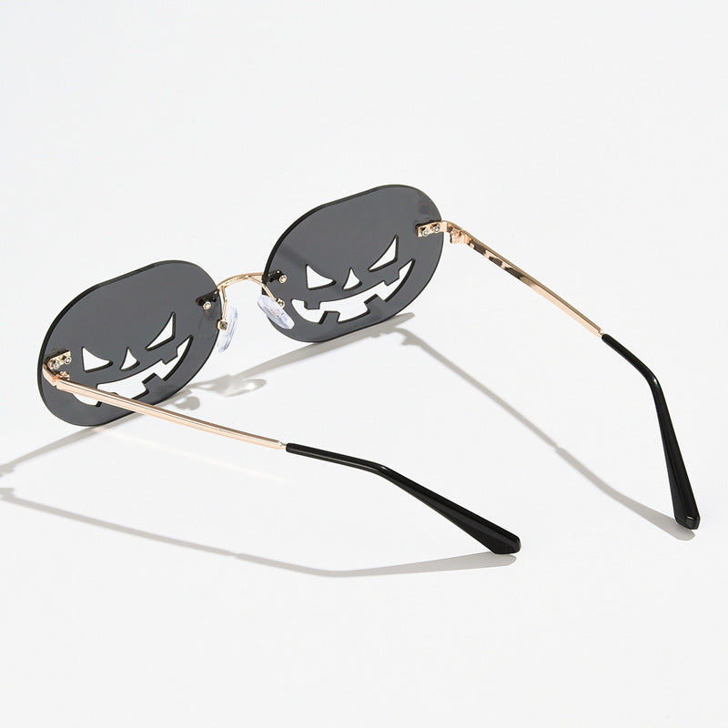 Gafas de sol unisex personalizadas sin marco con forma de calabaza de Halloween