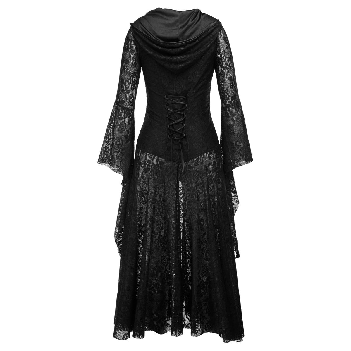 Robe à capuche à lacets style gothique rétro pour femme