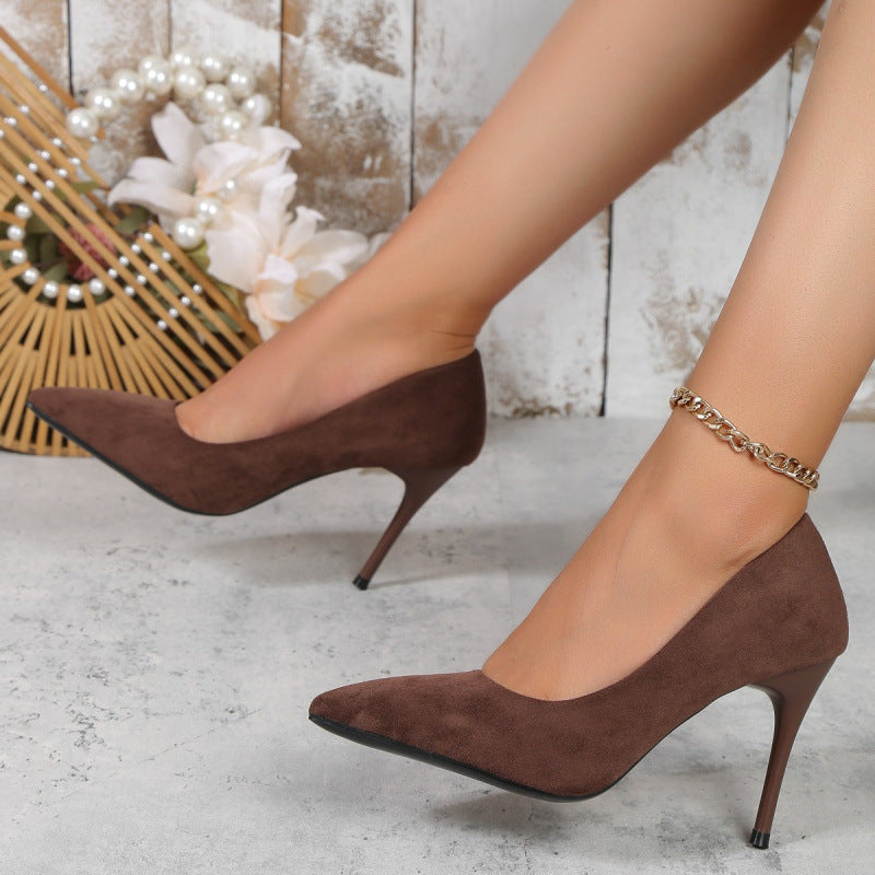 Women Fashion Suede Pointed Toe High Heels Shoes