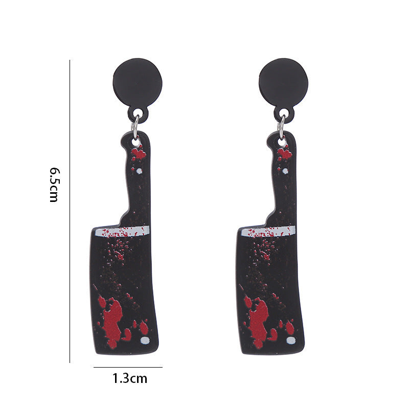 Halloween Women Horror Funny Acrylic Knife Earrings