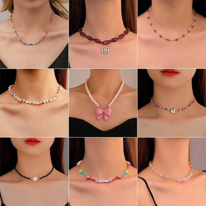 Collar bohemio de cuentas multicolores para mujer