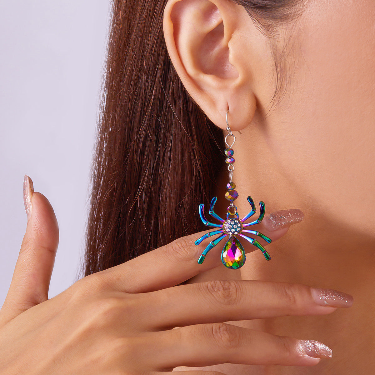 Pendientes de araña multicolor con personalidad de Halloween