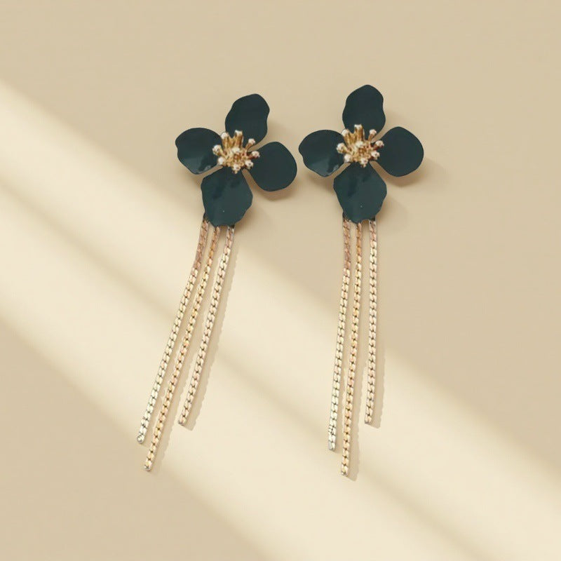 Women Fashion Creative Floral Tassel Earrings