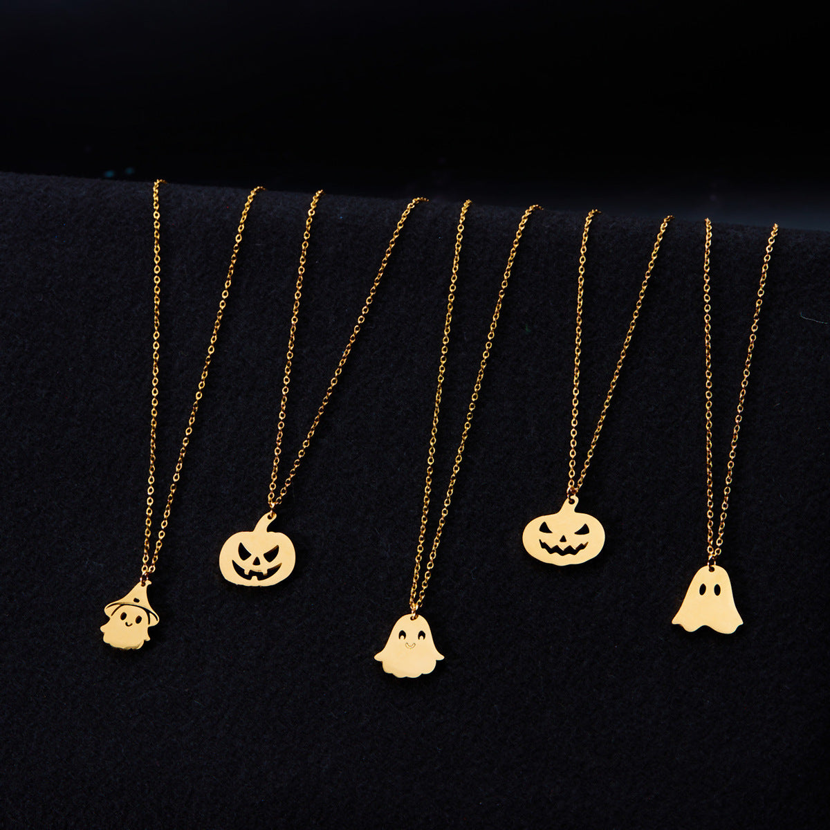 Halloween Element Titanium Steel Pumpkin Face Necklace