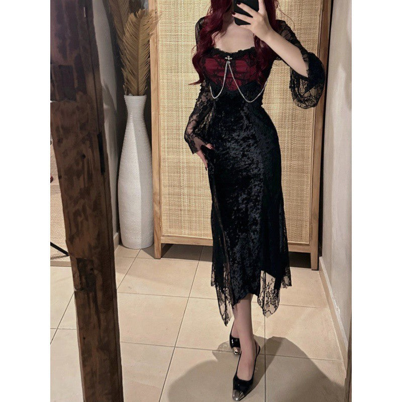 Robe élégante en dentelle gothique pour femme