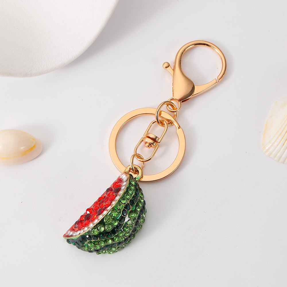 Creative Cartoon Rhinestone Watermelon Key Chain