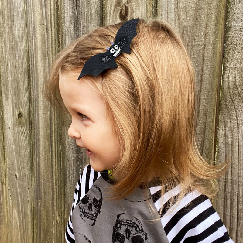 Ensemble de pinces à cheveux en cuir avec nœud chauve-souris pour enfants Halloween