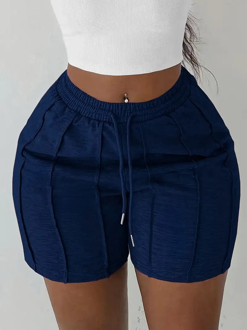 Short ample à lacets de couleur unie et décontracté pour femme