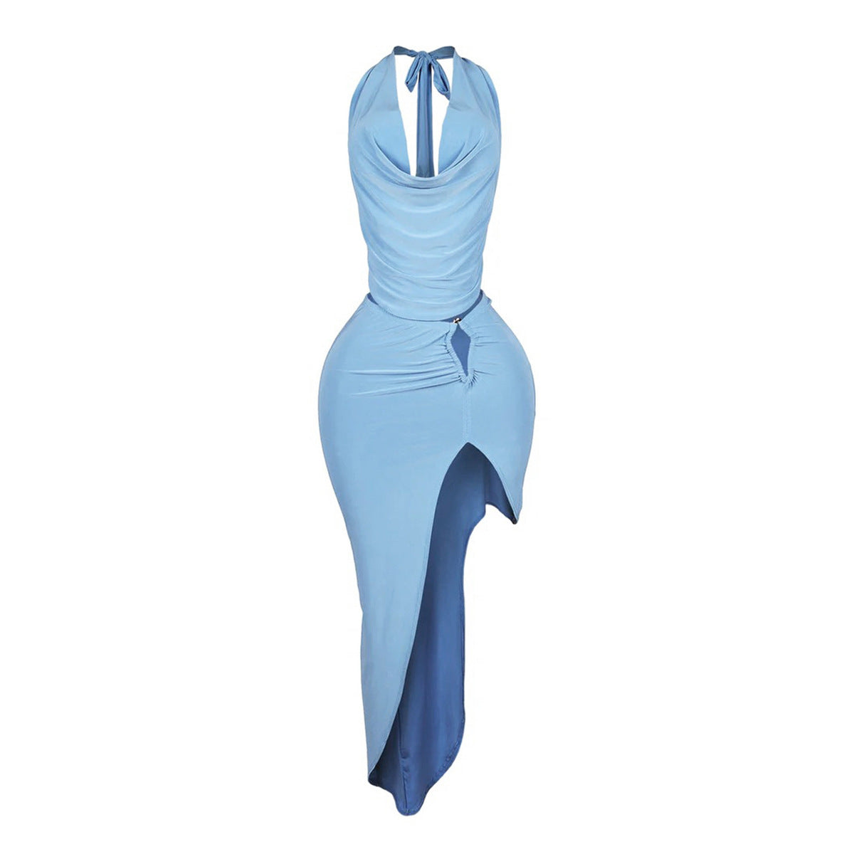 Women Fashion Sexy Halter-Neck Backless Two-Piece Set